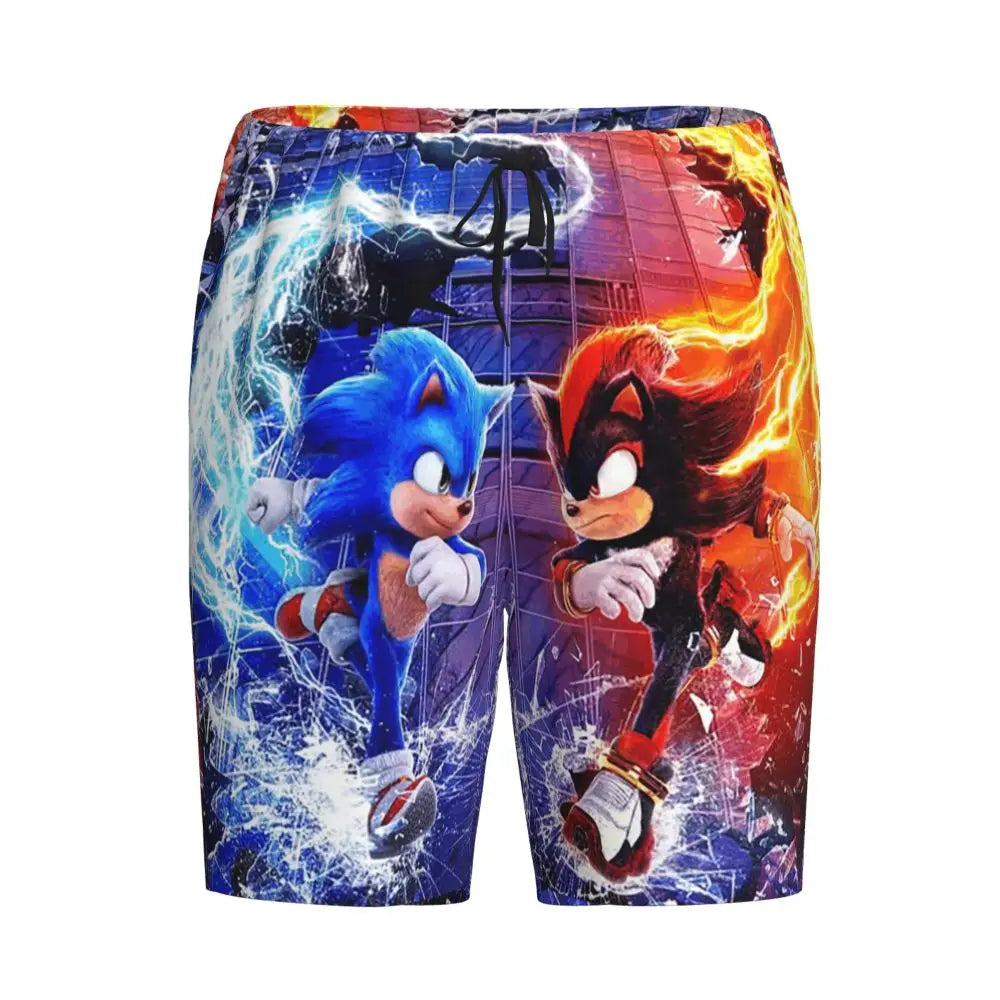 Pantalones cortos de pijama personalizados de Sonic the Hedgehog para hombre, para dormir y estar por casa