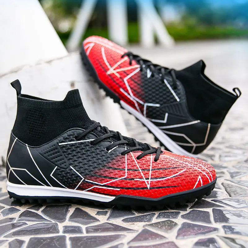 Nouvelles chaussures de Football professionnelles haut en cuir d'herbe artificielle jeunes étudiants chaussures de Football d'entraînement pour hommes et femmes sport