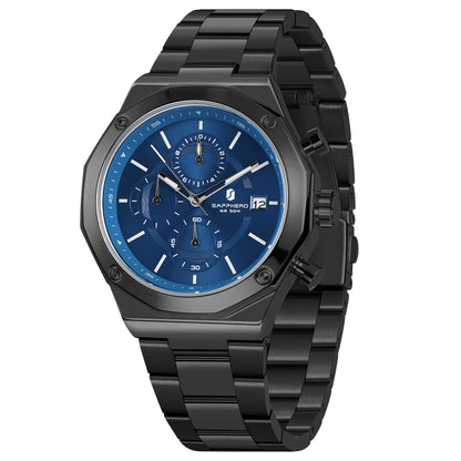 SAPPHERO Roségouden herenhorloge, modieus luxe horloge, roestvrijstalen horloge, waterdicht tot 50 m, herenhorloge, nieuwjaarscadeaus