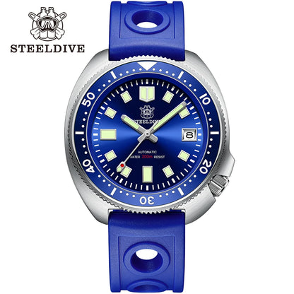 SD1970 Steeldive Brand Sunray Dial Milled Clasp Bracelet 44mm Case 200M Waterproof NH35 Turtle Men Dive Watch with Ceramic Bezel