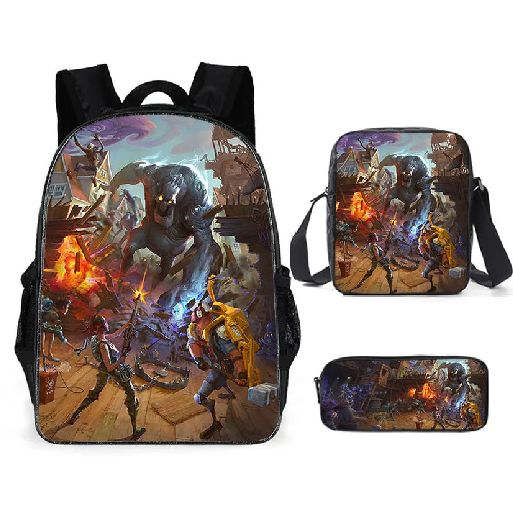 Fortnite Anime Character New Backpacks Cartoon Battle Royale Student 3-piece Set Book Bag Meal Box Pen Bag Anime Gifts