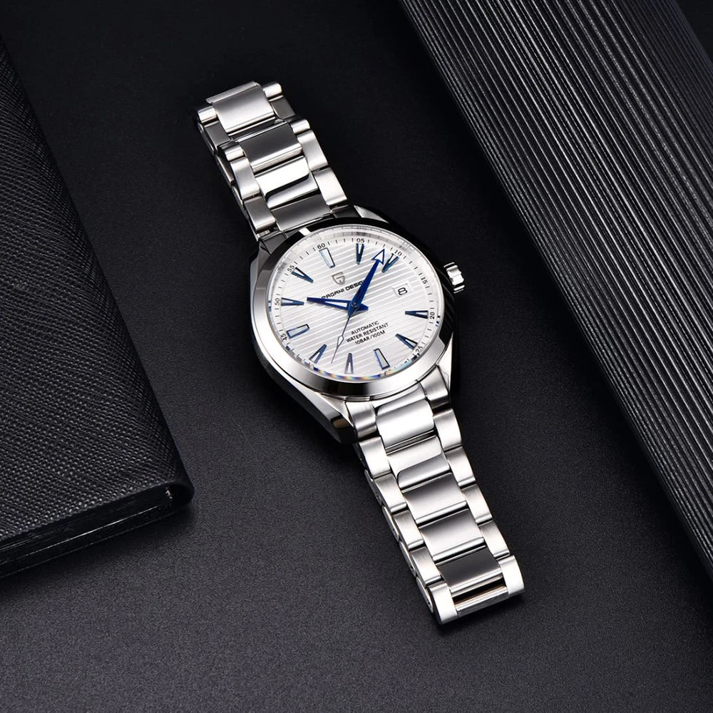 Montre de luxe pour homme PAGANI DESIGN – Modèle automatique mécanique (calibre 8215), en acier inoxydable, étanche, avec affichage de la date et aiguilles luminescentes