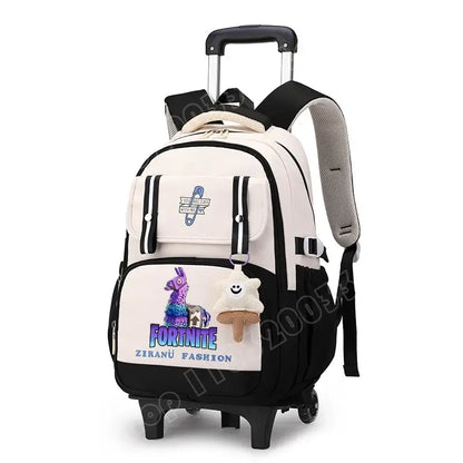 Fortnite Student Rolling Backpack Large Capacity Waterproof Lightweight Design Minimalist Laptop School Bag Casual Travel Bag