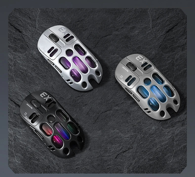 2026 Hollow-out Design Lightweight Computer Game Accessories 3-Mode Bluetooth Wireless Mouse Laptop Rechargeable RGB Backlight
