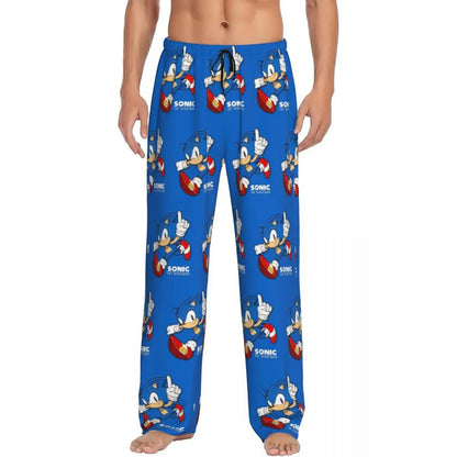 Pantalones de pijama personalizados para hombre con estampado «Soniced», con motivo de erizo, ropa de dormir, pantalones de estar por casa con bolsillos
