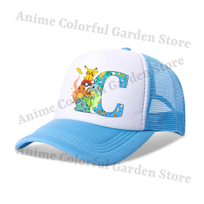 Anime Pokemons Parent-child Baseball Cap Pikachu Cartoon Letter Printed Flat Caps Men Women Kids Summer Breathable Hip Hop Hats