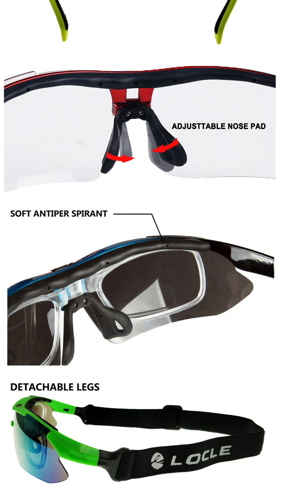 Ochelari de ciclism LOCLE UV400 polarizați pentru bărbați – pentru șosea, MTB, biciclete, pescuit, călărie – ochelari de protecție pentru ciclism