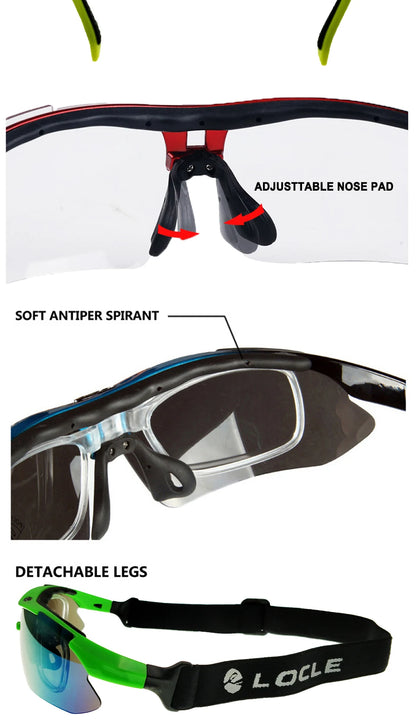 Ochelari de ciclism LOCLE UV400 polarizați pentru bărbați – pentru șosea, MTB, biciclete, pescuit, călărie – ochelari de protecție pentru ciclism