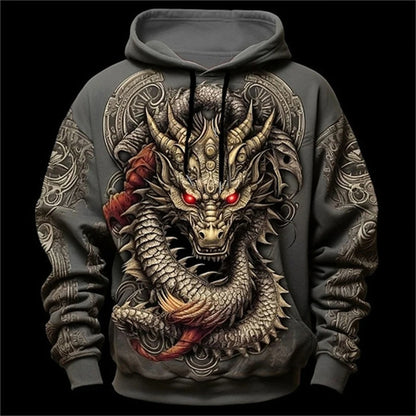 Sudadera con capucha para hombre con estampado de dragón chino. Prendas de moda con diseño 3D de dragón. Nueva sudadera de estilo hip hop y Harajuku. Jersey oversize.