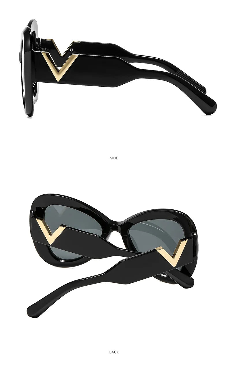 2025 New Fashion Big Frame Cat's Eye Butterfly Women Sunglasses Luxury Designer Men Sunglass Outdoor Travel Eyewear Female UV400