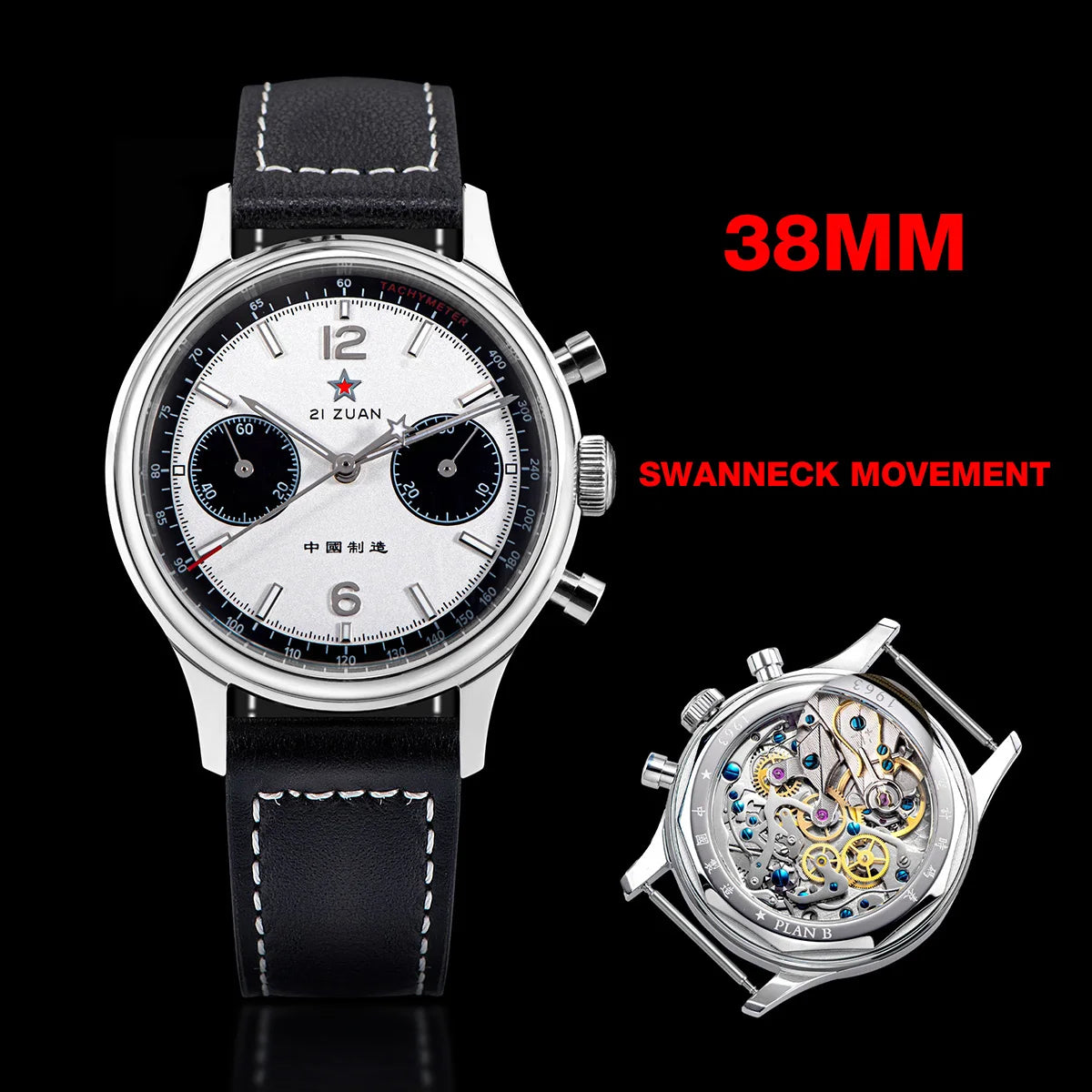 1963 Panda Pilot Chronograph Watch Men 40mm Air Force Sapphire Senior ST1901 Mechanical Wristwatches Retro Clock Men's Watch