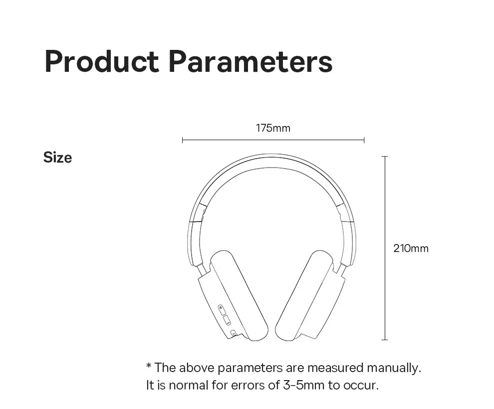 Baseus Bowie D05 Bluetooth 5.3 Wireless Headphones with 40mm HiFi Driver, 70H Battery Life, Spatial Audio, Foldable Over-Ear Headset