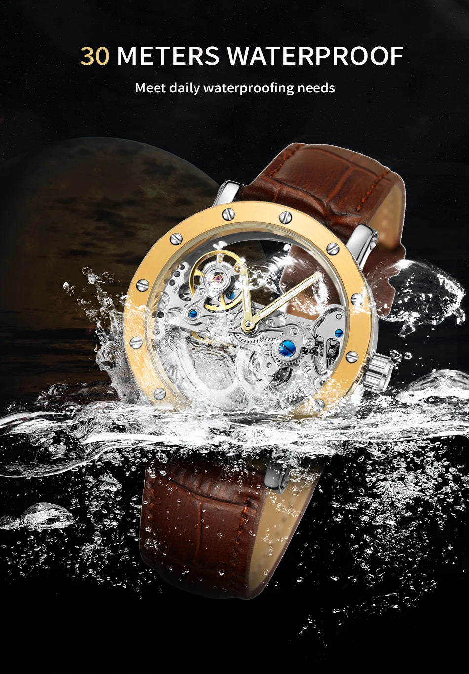 2026 Top Brand Luxury Steel Skeleton Tourbillon Automatic Watch Men's Leather Mechanical Waterproof Luminous Elegant Wrist Clock