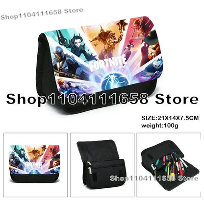 Fortnited Trousse Large Capacity Waterproof Velcro Pencil Case Student Black Estuche Stationery School Pennenzak Supplies
