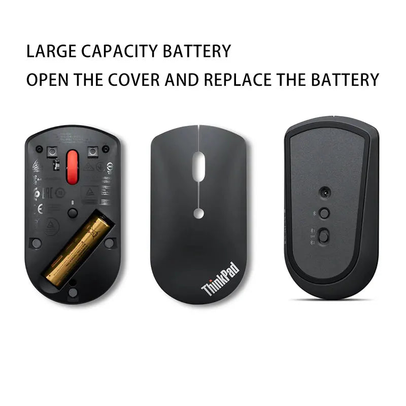 Lenovo ThinkPad Wireless Mouse 4Y50X88822 Dual Bluetooth Office Mouse Laser Mouse Black Ergonomic Laptop Mouse