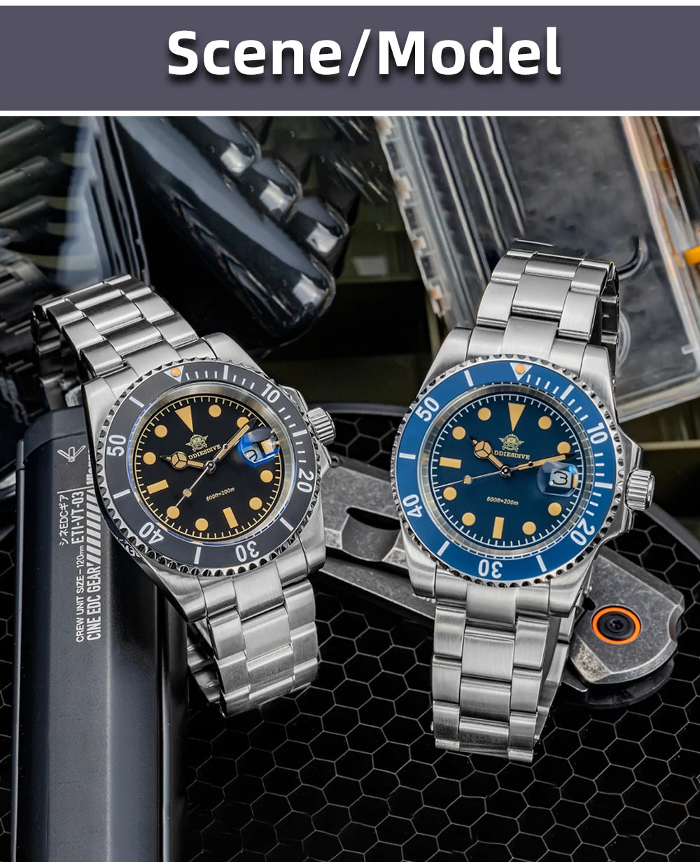 ADDIESDIVE Watch for Men New Quartz Wristwatch Green Ceramic Bezel Diving 200m Luminous 41mm Automatic Date Diver Men's Watch