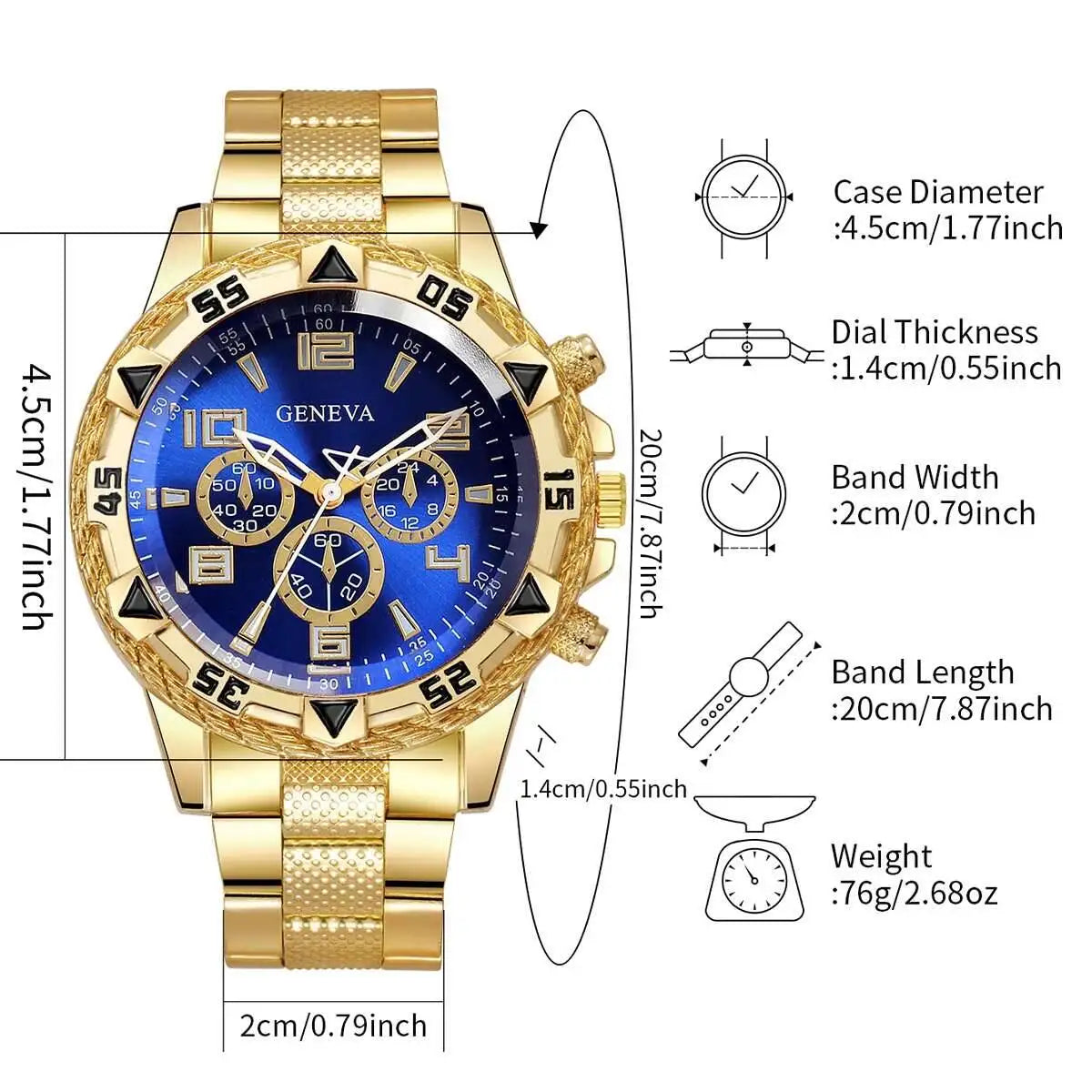 1/4PCS Fashion Business Men Watch Luxury Big Dial Mens Quartz Wristwatches Clock Gift Reloj Hombre（Without Box）