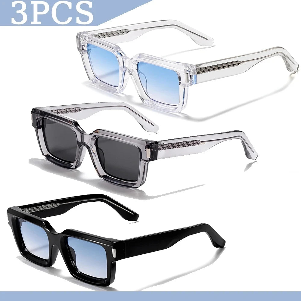 1/2/3 Pcs Wholesale New Square Retro Sunglasses Men Fashion Punk Sun Glasses Women Travel Eyewear Lunette De Soleil Femme UV400