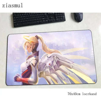 Alfombrilla para ratón Overwatch, elegante tapete para ordenador 70x40cm, alfombrilla gaming grande XL para ratón y teclado, juegos PC gamer y escritorio