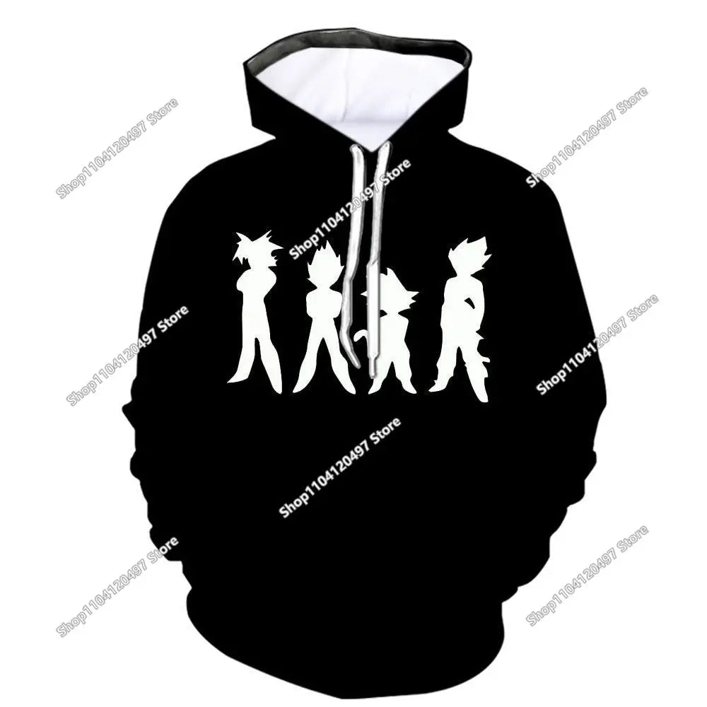 Sudadera con capucha de Dragon Ball para niños y niñas, nuevo estilo de otoño e invierno: sudadera creativa, holgada y versátil con capucha