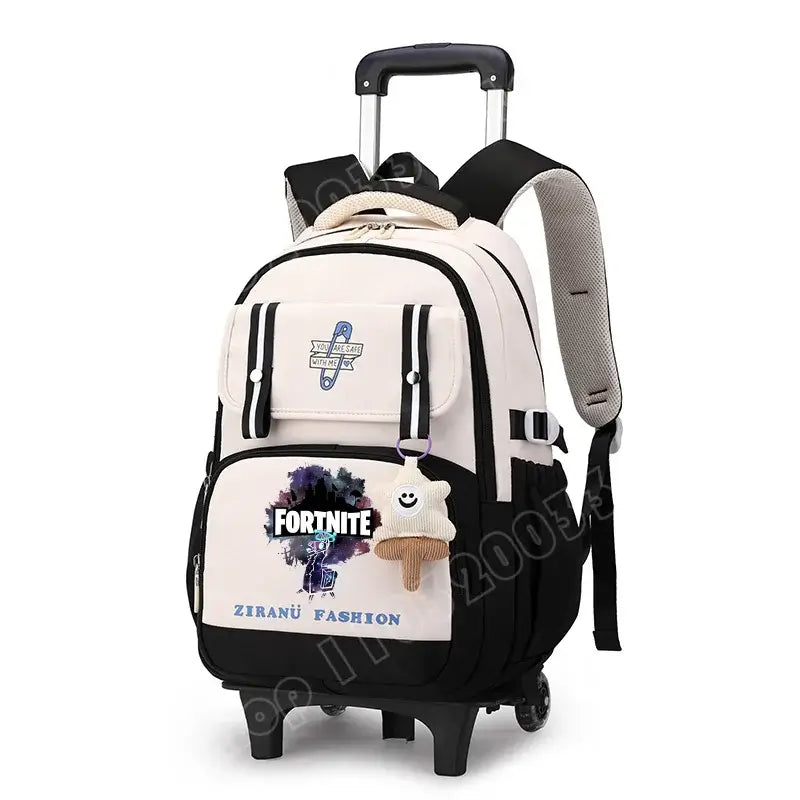 Fortnite Student Rolling Backpack Large Capacity Waterproof Lightweight Design Minimalist Laptop School Bag Casual Travel Bag