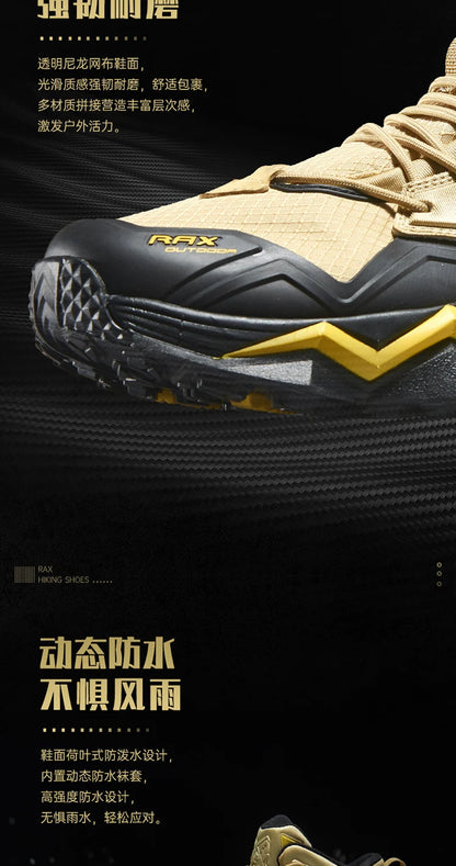 Rax Men's Waterproof Hiking Shoes Breathable Hiking Boots Outdoor Trekking Boots Sports Sneakers Tactical Shoes