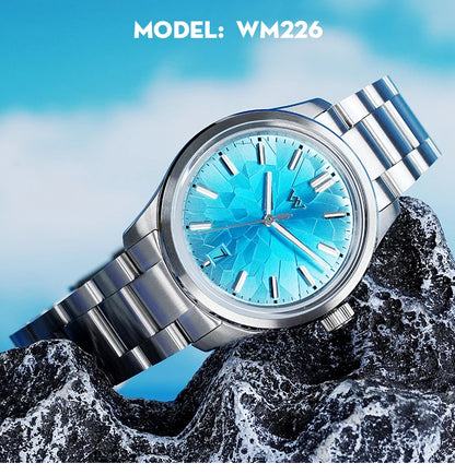 WM Watch Automatic Mechanical Watch NH35 Glacier Series 100M Waterproof AR Coated Sapphire Welly Merck Watch for Men WM226