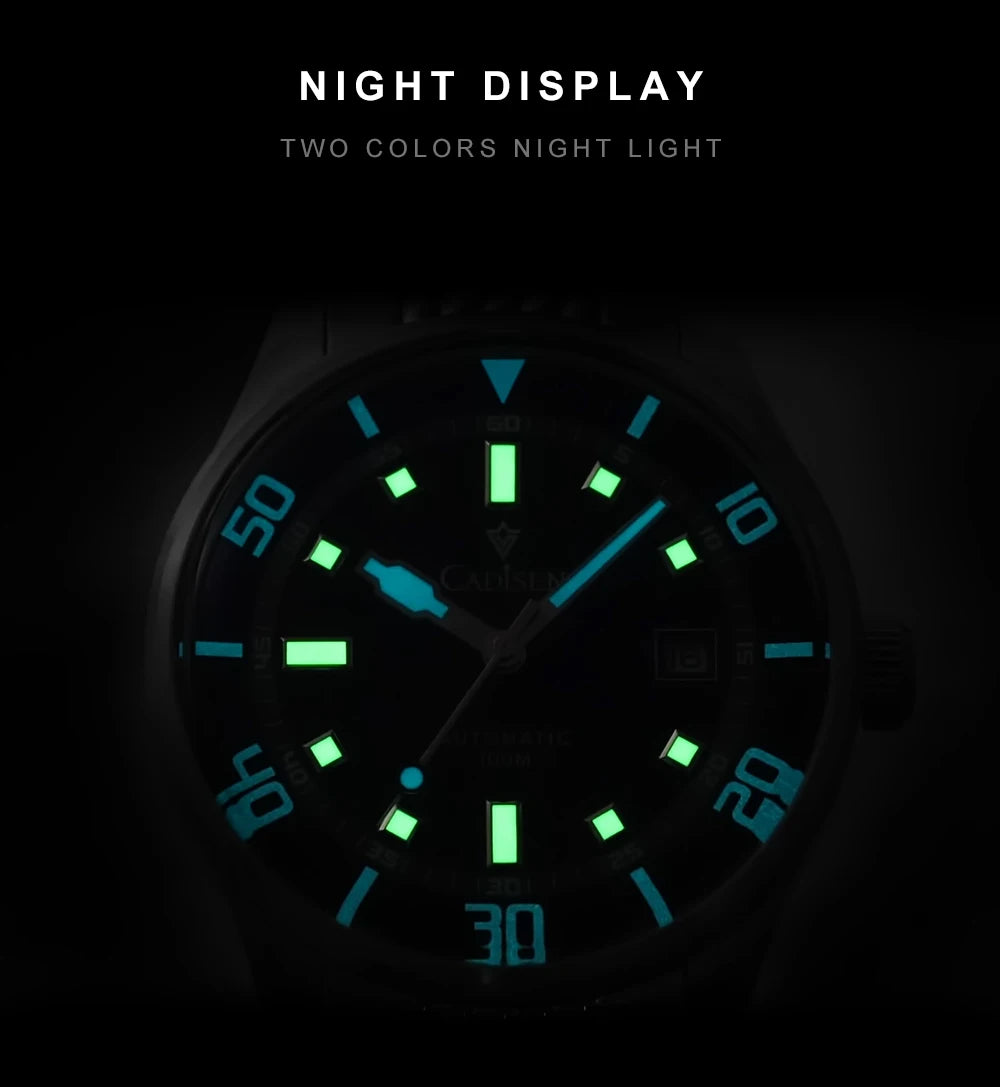 CADISEN Automatic Mechanical Watch Men's Silver Business Casual Waterproof Watch Japan MIYOTA 8215 Movement Domed Glass Men's Watch