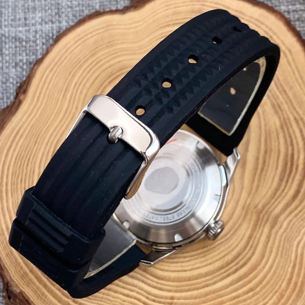 Tandorio NH35A PT5000 Mechanical Men's Watch 20BAR Waterproof Sapphire Luminous Red Black Dial Stainless Steel Bracelet New Clock