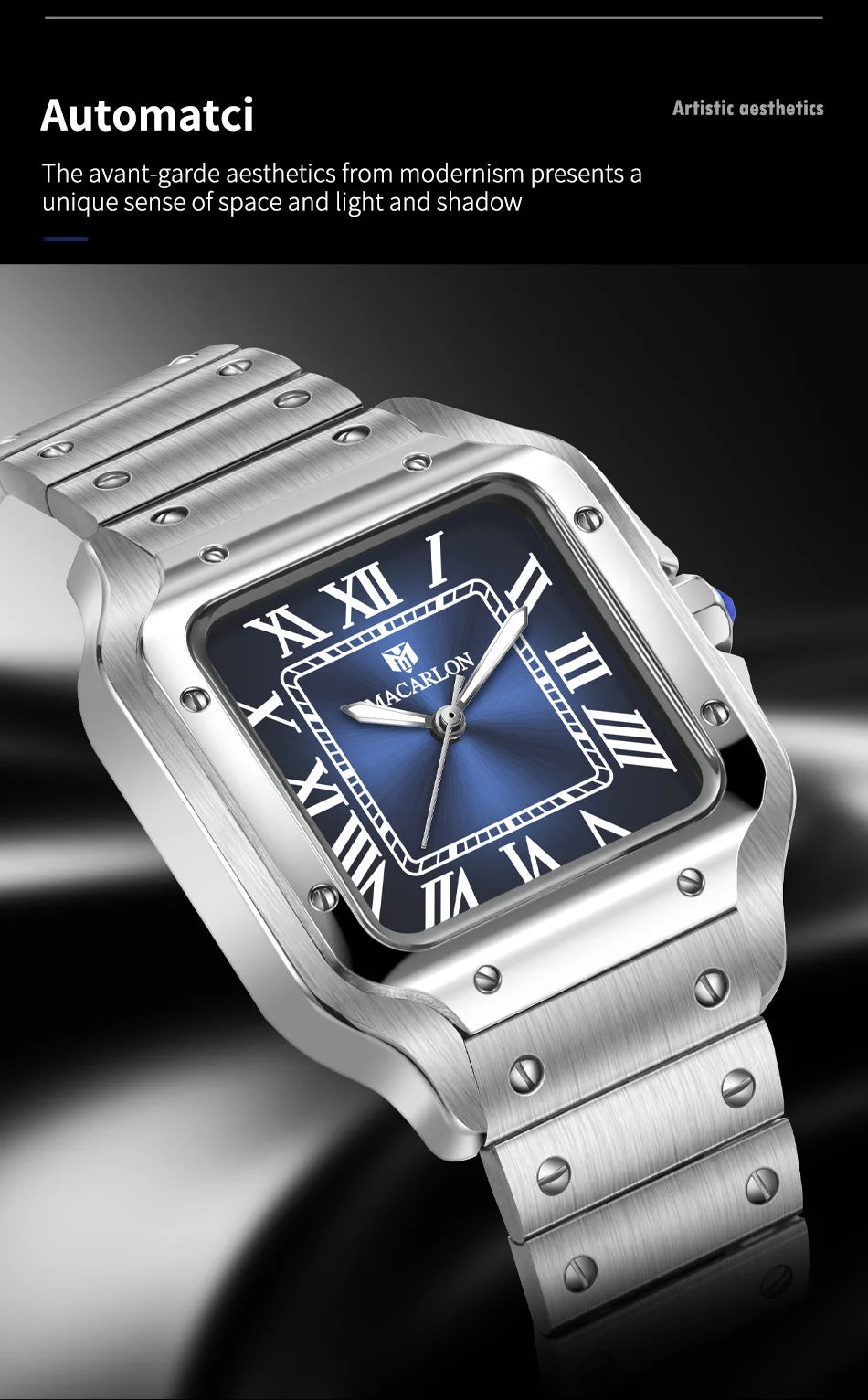 2026 New MACARLON Design 38mm Mechanical Watch Men's Sapphire Glass Luminous Stainless Steel Waterproof China NH35 Automatic Watch