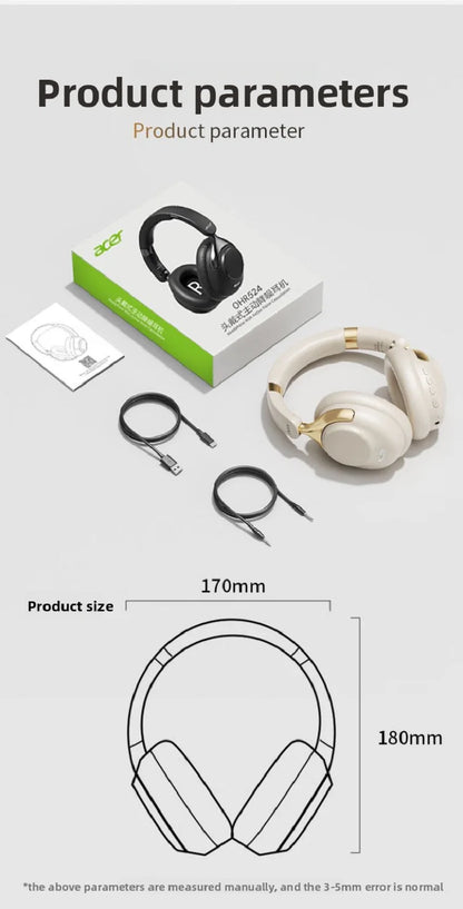 Acer OHR524 ANC Wireless Bluetooth Headphones 360° Surround Sound Headsets Gamer Sports Earphones Noise Reduction with HD Mic