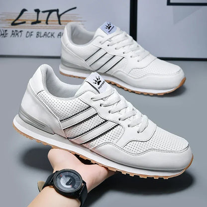 Jesienne buty sportowe męskie, płaskie buty do biegania, białe, trwałe, klasyczne buty casualowe, niskie, modne buty trekkingowe i do chodzenia