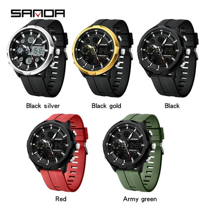 SANDA 9053 G Sportieve militaire herenhorloges Luxe digitaal horloge 50 m waterdicht quartz-polshorloge voor mannen Relogios Masculino