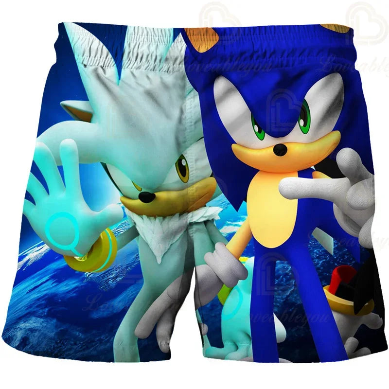 Pantalones infantiles de moda impresos en 3D: pantalones cortos S-Sonici, ropa de playa para niños, bañadores, trajes de baño, pantalones cortos de playa y pantalones