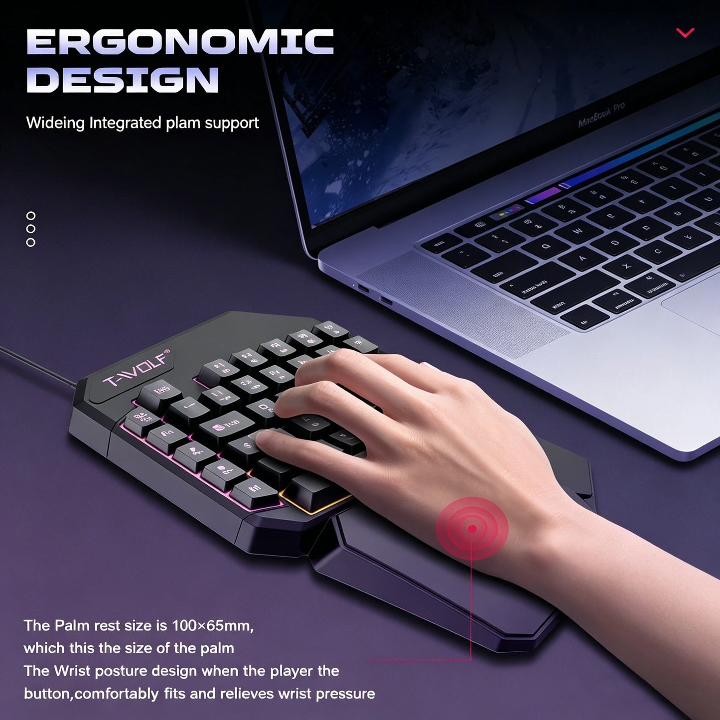 Wired One-Handed RGB Mechanical Gaming feel Keyboard, Mecha Membrane 40 Keys USB Professional Gaming Keypad Multimedia buttons