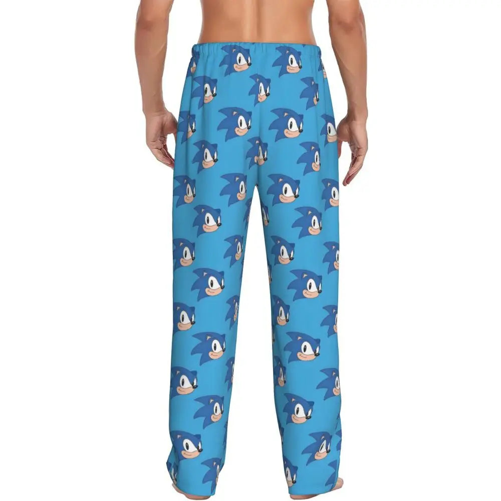 Pantalones de pijama personalizados para hombre con estampado «Soniced», con motivo de erizo, ropa de dormir, pantalones de estar por casa con bolsillos