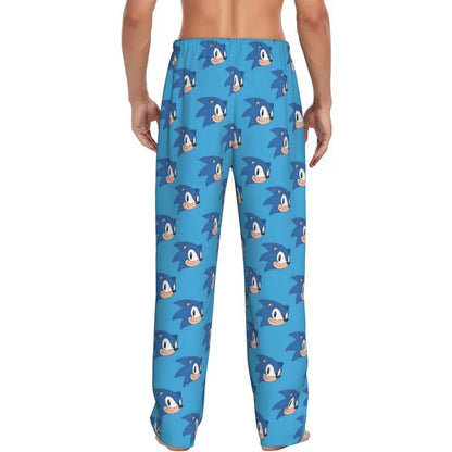 Pantalones de pijama personalizados para hombre con estampado «Soniced», con motivo de erizo, ropa de dormir, pantalones de estar por casa con bolsillos