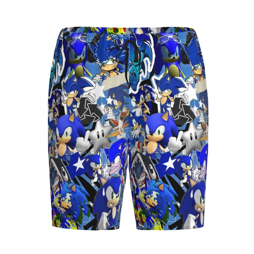 Pantalones cortos de pijama personalizados de Sonic the Hedgehog para hombre, para dormir y estar por casa