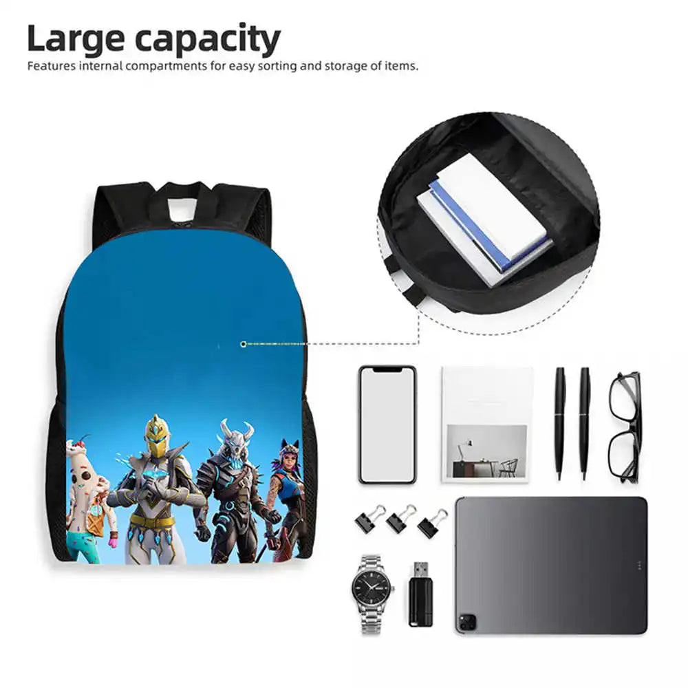 Kids School Backpack Cartoon Fort-nite Bags for Girls Boys Durable Lightweight Large Capacity Breathable