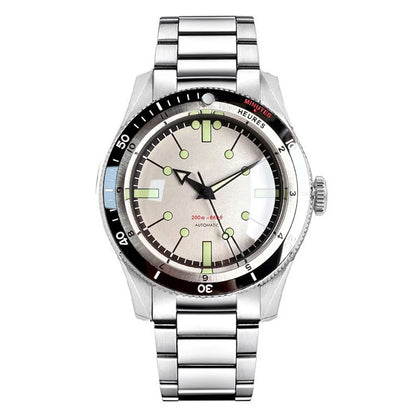 Tandorio NH35A PT5000 Mechanical Men's Watch 20BAR Waterproof Sapphire Luminous Red Black Dial Stainless Steel Bracelet New Clock