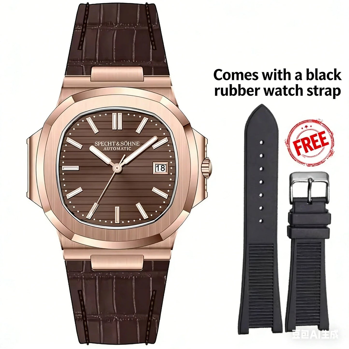 2026 New Specht & Söhne 40MM Rose Gold Men's Watch Japan Miyota 8215 Automatic Mechanical Steel Sapphire Crystal 50M Waterproof