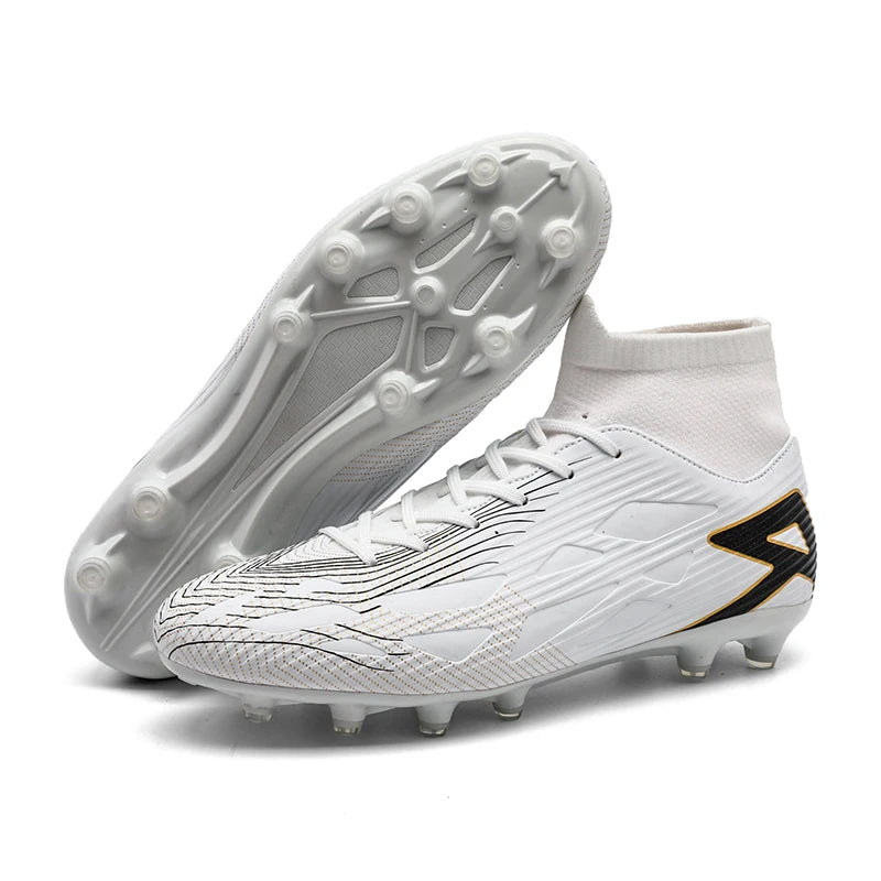 Nouvelles chaussures de football pour hommes, chaussures de football montantes, baskets d'extérieur antidérapantes, crampons de haute qualité pour futsal, intérieur et gazon, meilleures ventes
