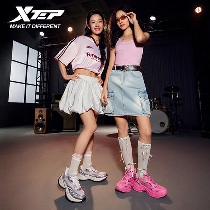 Xtep Basque 3 Sneakers Women Lightweight Wear-Resistant Trendy Durable Thick Sole Casual Sports Female Shoes 874218320006