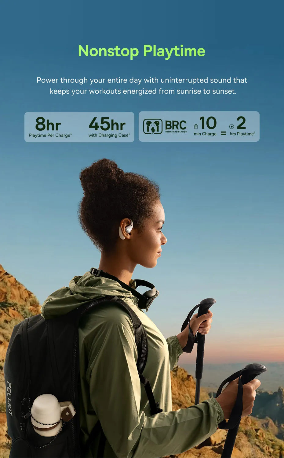 Baseus Eli Sport 2 avoimetyyppiset langattomat kuulokkeet, Bluetooth 6.0, OWS-kuulokkeet, korkean resoluution ääni LDAC-tuella, OWS-kuulokkeet, korvakoukulla varustetut urheilukuulokkeet
