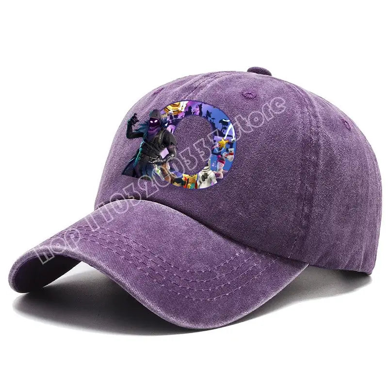 Fortnite A-Z Letter Adult Baseball Cap Men Women Adjustable Hat Washed Denim Retro Hip Hop Sun Hat Outdoor Sports Accessory Gift