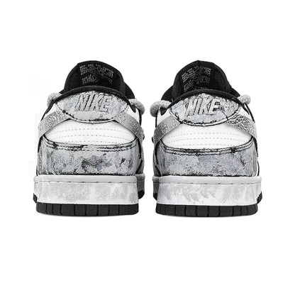 Sneakers personalizzate Nike Dunk "Silver Bloom Rose" con effetto Ink Wash & Splatter, scarpe da skate unisex basse resistenti all'usura