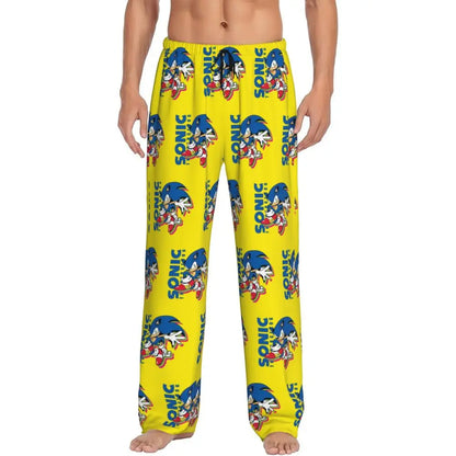 Pantalones de pijama personalizados para hombre con estampado «Soniced», con motivo de erizo, ropa de dormir, pantalones de estar por casa con bolsillos