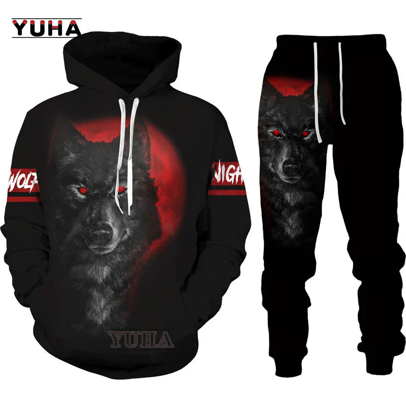 Moda Otoño: sudaderas con capucha con estampado de león y lobo, piel de tigre blanco en 3D por toda la prenda, sudadera de hombre, chaqueta unisex con cremallera, chaqueta informal