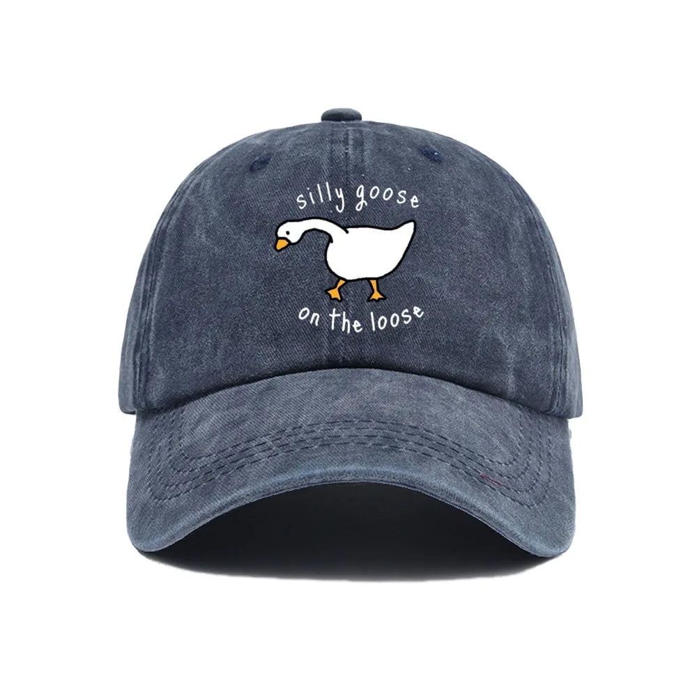 Big Goose Printed Baseball Hat for Men and Women, Small Fresh Soft Top Duck Tongue Hat, Sunshade Hat, Outdoor Sunscreen