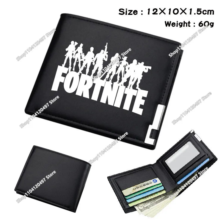 Fortnite Wallet Short Bifold Coin Bag Leather Photo Card Holder Student Wallets Boys Girls Cartoon Print Purses